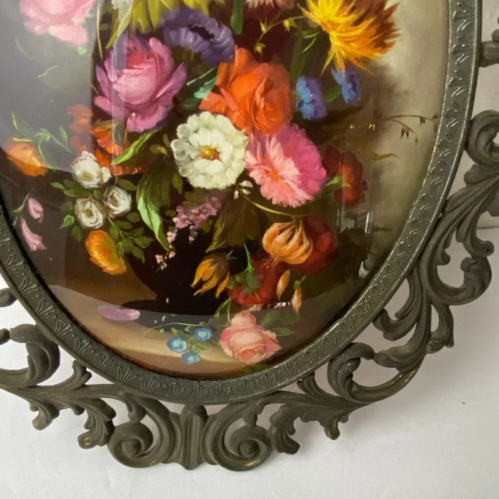 Vintage Flowers Framed Heavy Openwork Metal